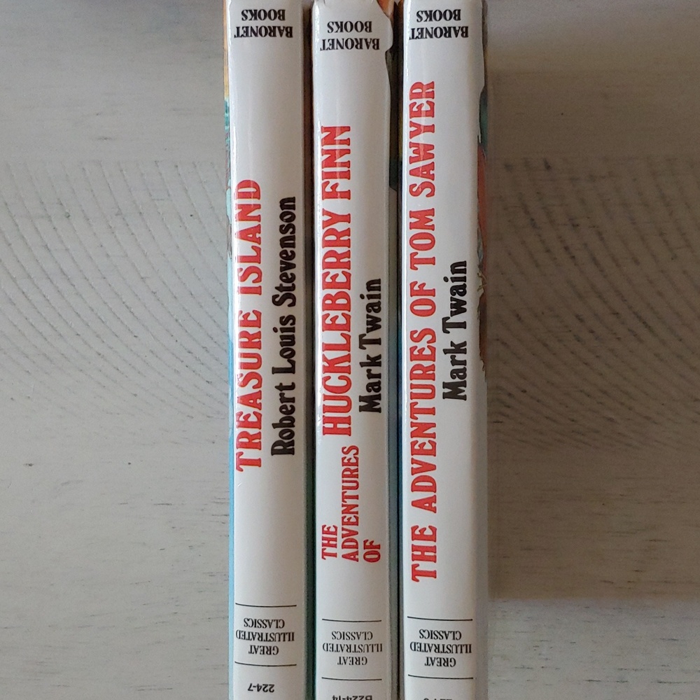 Vintage book bundle Huckleberry Finn Tom Sawyer Treasure Island